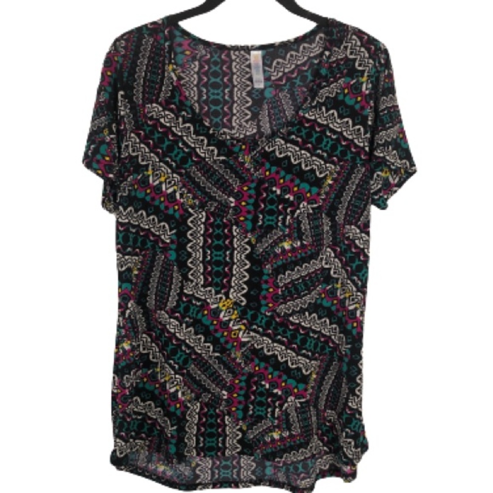 LULAROE Multicolored Print Scoop Neck Classic Tee Top Small
